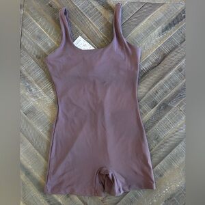 Automet Women's One Piece Bodysuit Mauve M Stretch Solid